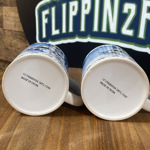 Set of 2 Time for Snow Fun Ceramic Christmas Coffee Mugs With Box - Picture 3 of 4